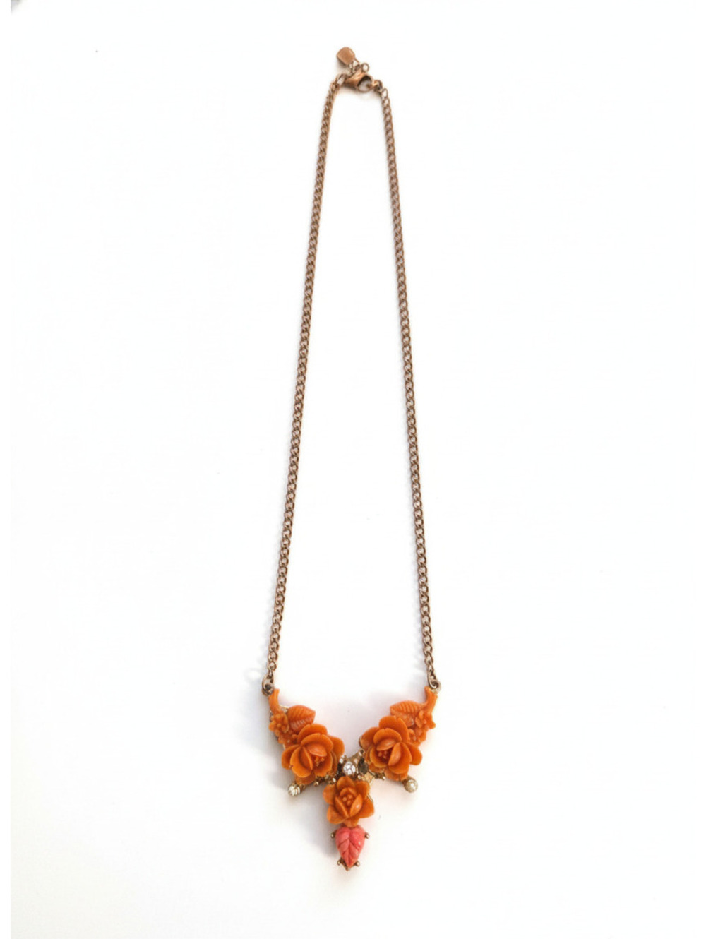 Vintage Style coral Floral Pendant Necklace